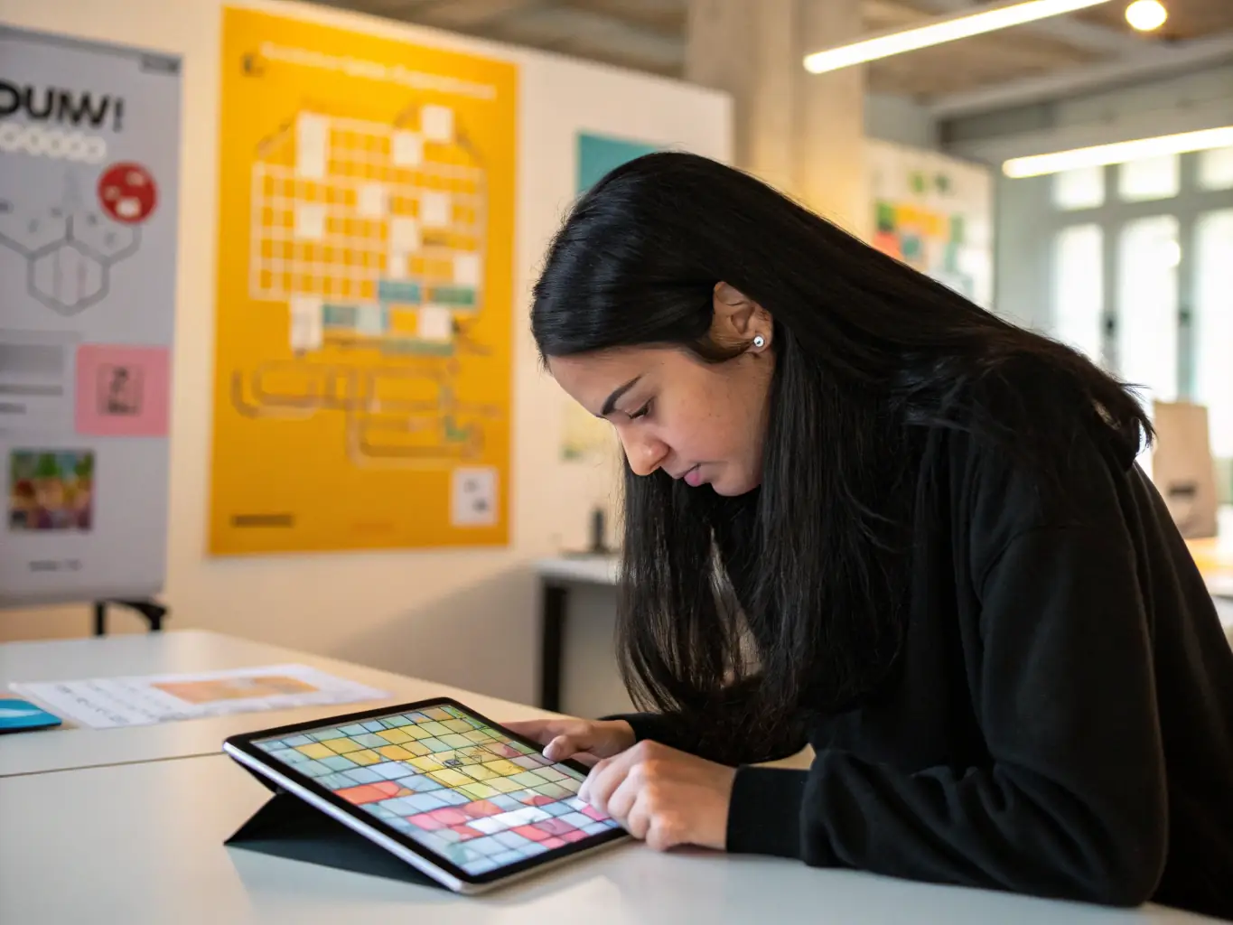 A vibrant image of a player immersed in a 金年会 puzzle game, showcasing the platform's user-friendly interface and engaging gameplay.